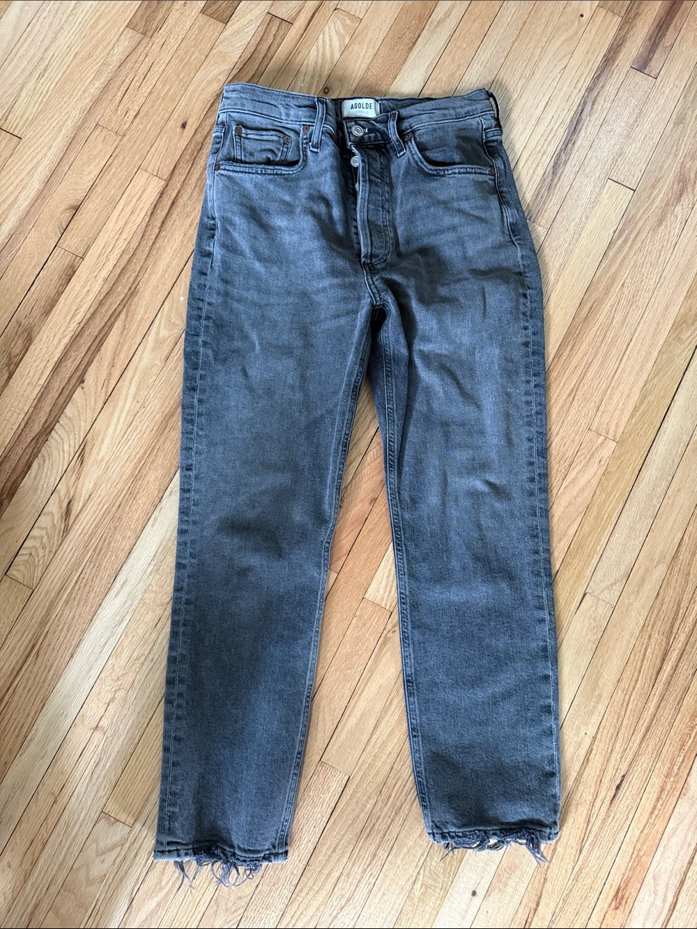 Agolde Straight Leg Jeans in Washed Black